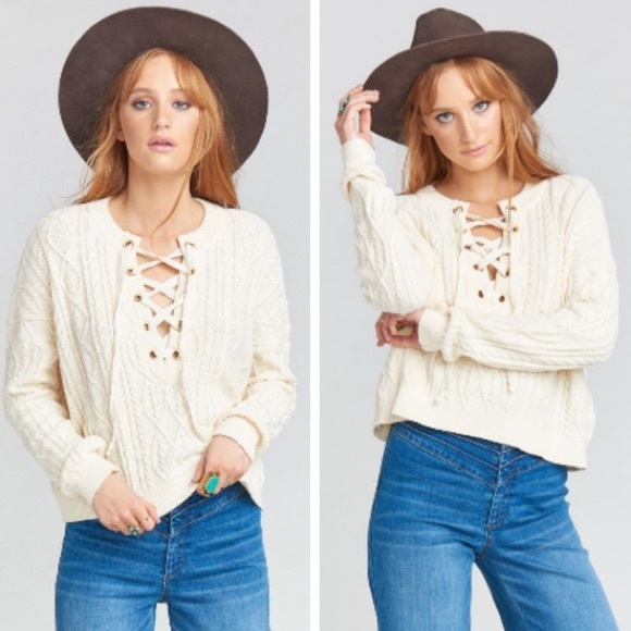 Show Me Your MuMu Lace Up Cable Knit Sweater - Picture 10 of 10